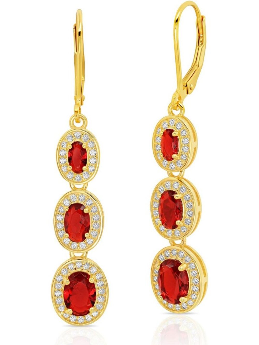 Elegant 925 Sterling Silver & 18K Gold Overlay Oval Dangle Earrings - Chic